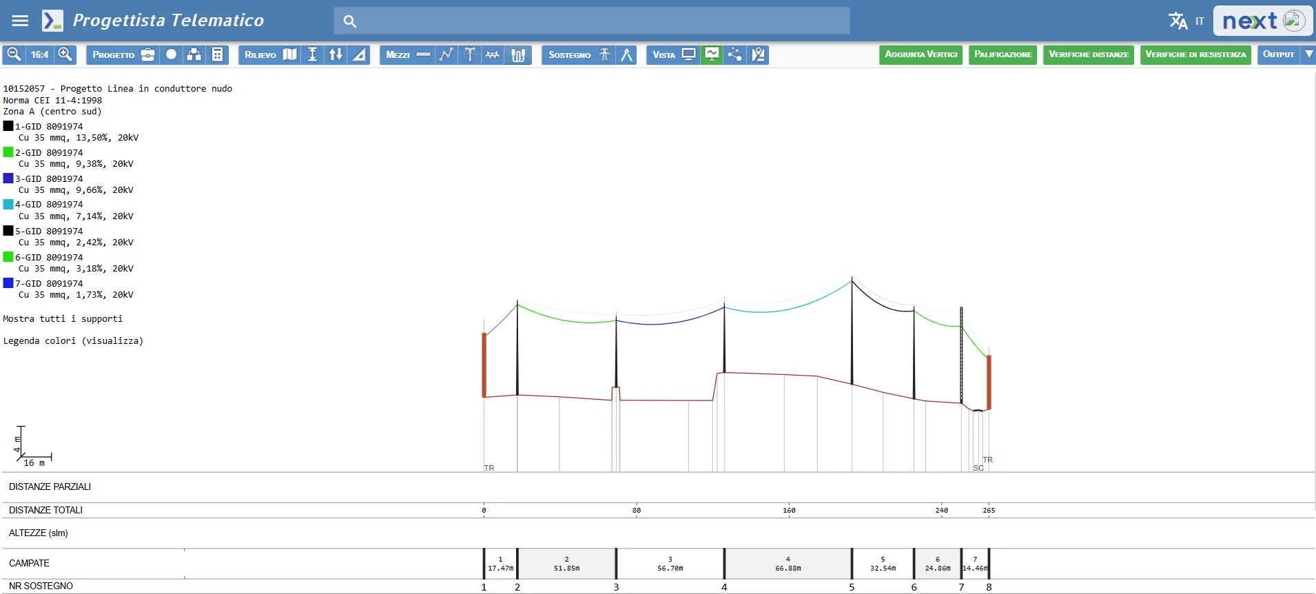 Progettazione di linee elettriche profilo altimetrico