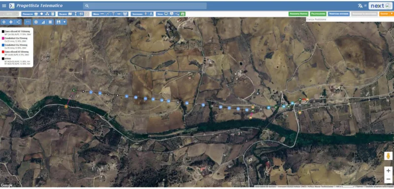 Progettazione di linee elettriche Vista Google maps